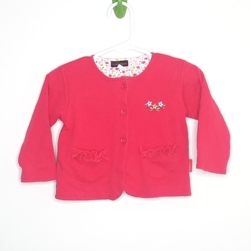 Rabbit Moon Sweater Carigan Flower Ruffle 6-9m